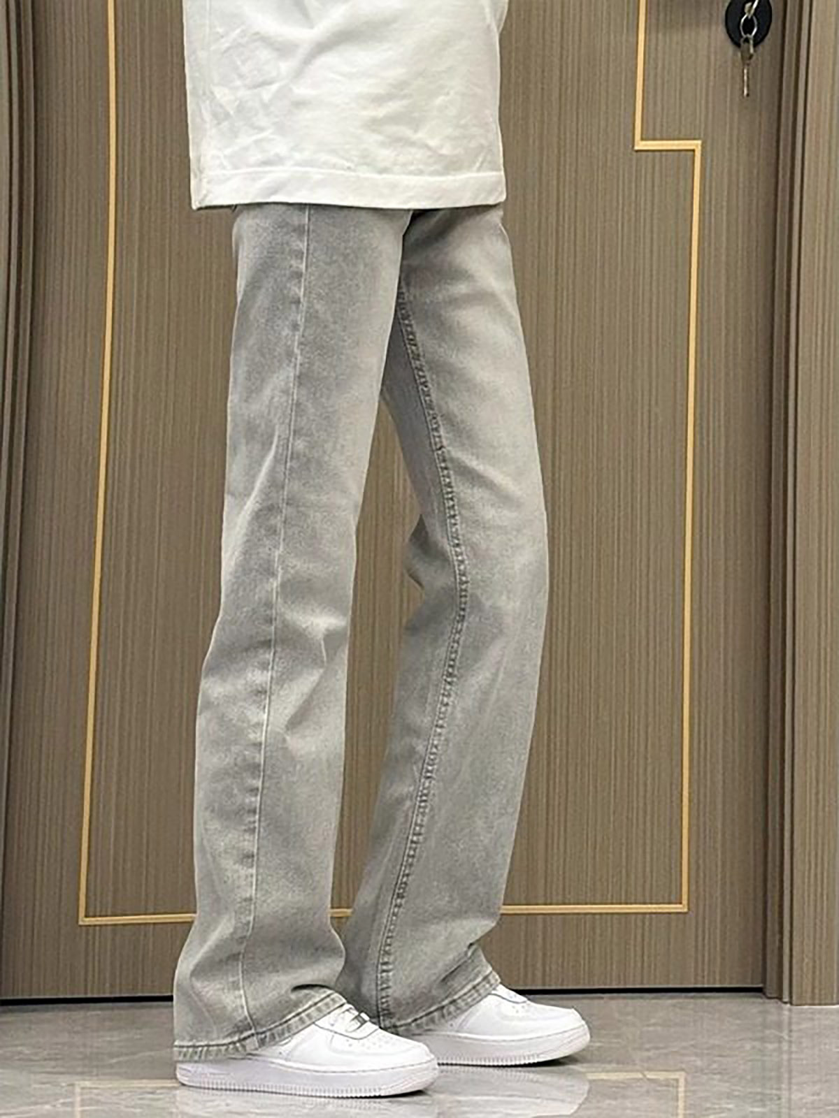 Celana Jeans Pria Model Lurus  - Men'S Fashion Grey Jeans ulasan dan harga